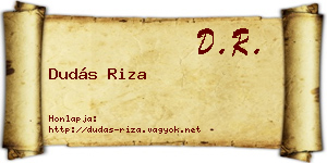 Dudás Riza névjegykártya